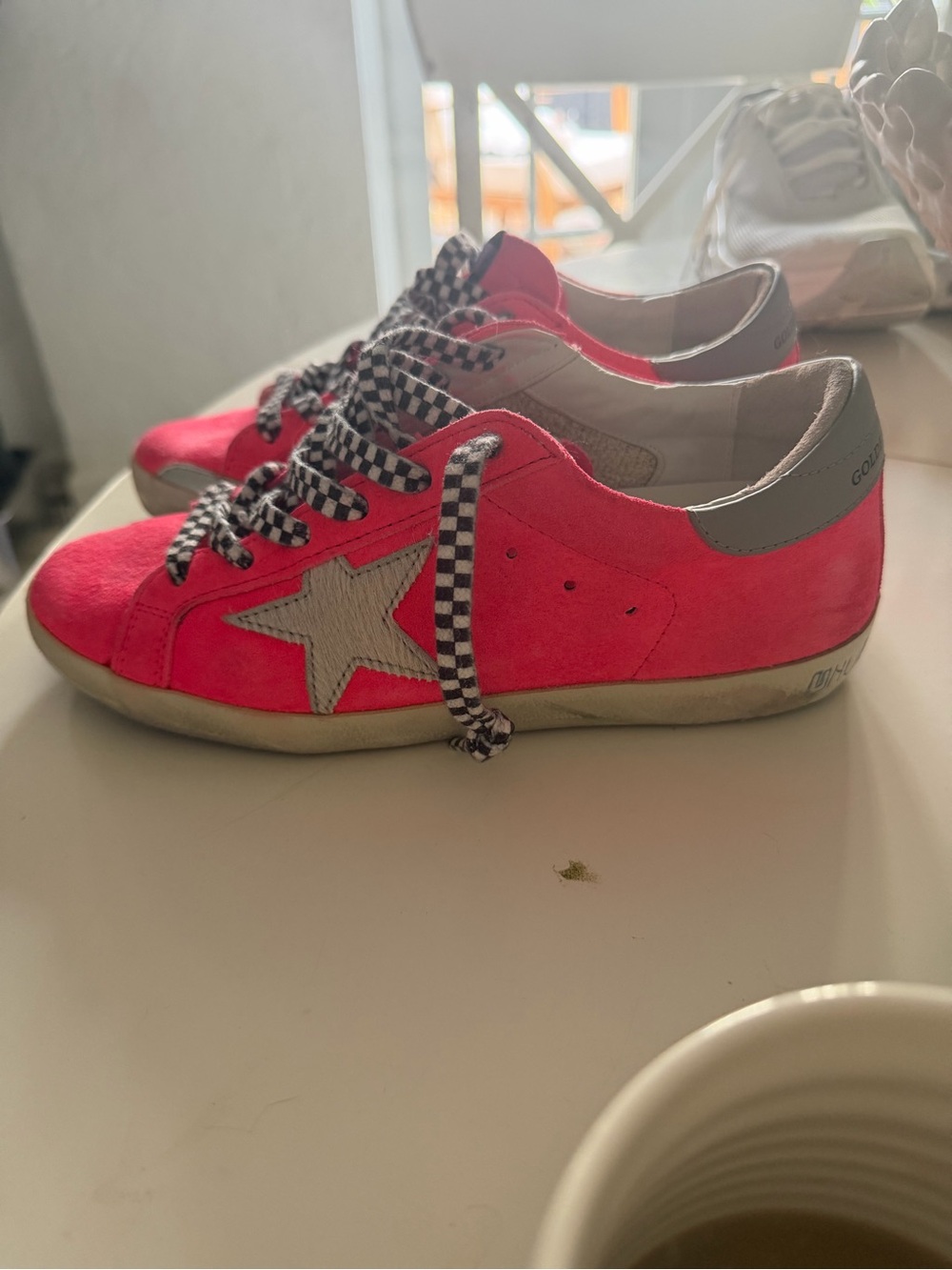 Golden Goose Hot Pink Suede Low-Top Sneakers with Grey Heel Tab - Picture 10 of 10